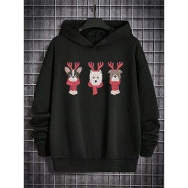 Mens Christmas Cartoon Animal Graphic Casual Long Sleeve Hoodies Winter